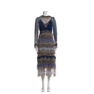 Zimmermann Navy and Gold Midi Dress